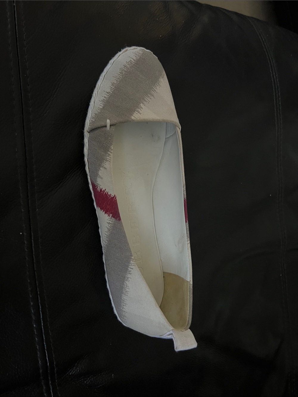 Burberry Beige, Gray & Pink Espadrille Ballet Flat